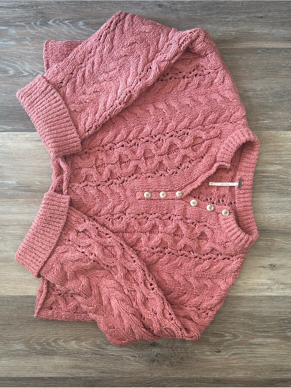 Free People Rose Cable Knit Button Cardigan